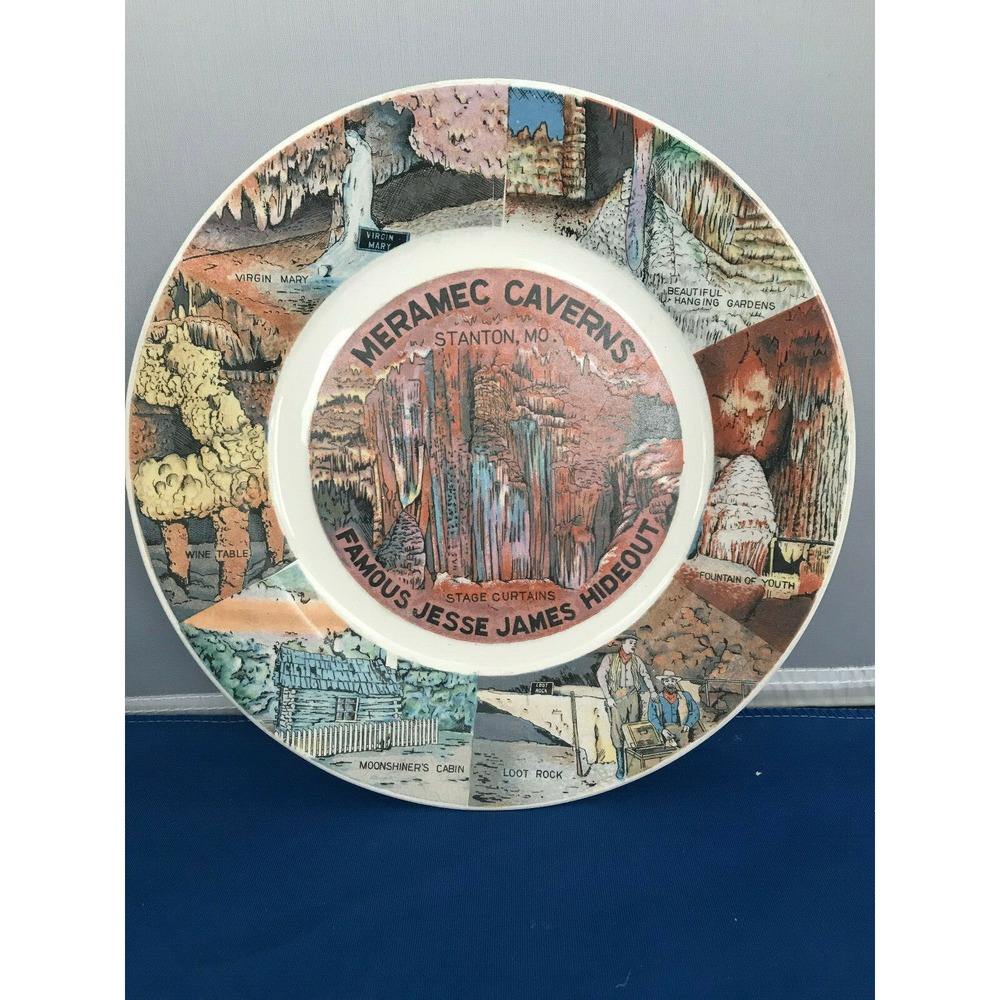 Vintage "Meramec Caverns" Collectors Plate Famous Jesse James Hideout Anco Japan